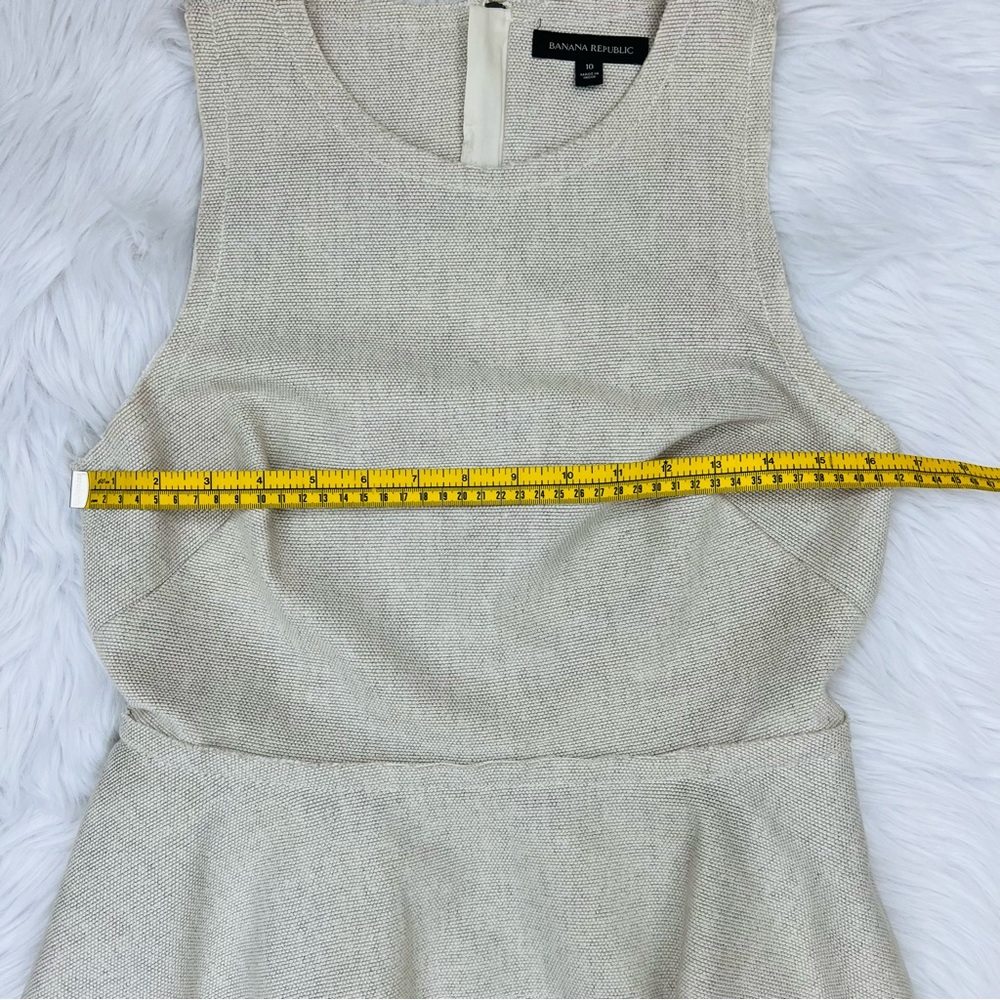 Banana Republic Linen Cotton Peplum Dress Oatmeal Color Size 10 - Picture 11 of 12